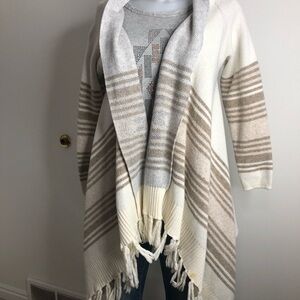 Lovestitch Striped Cardigan in Cream and Tan